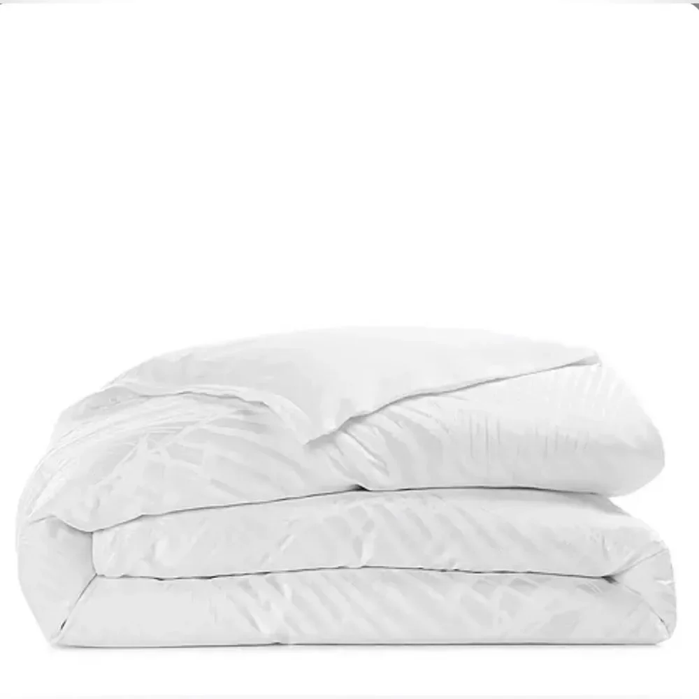 Hudson Park Palmetto Silk Blend White Queen Duvet Cover + 2-Pillow Shams, NWT